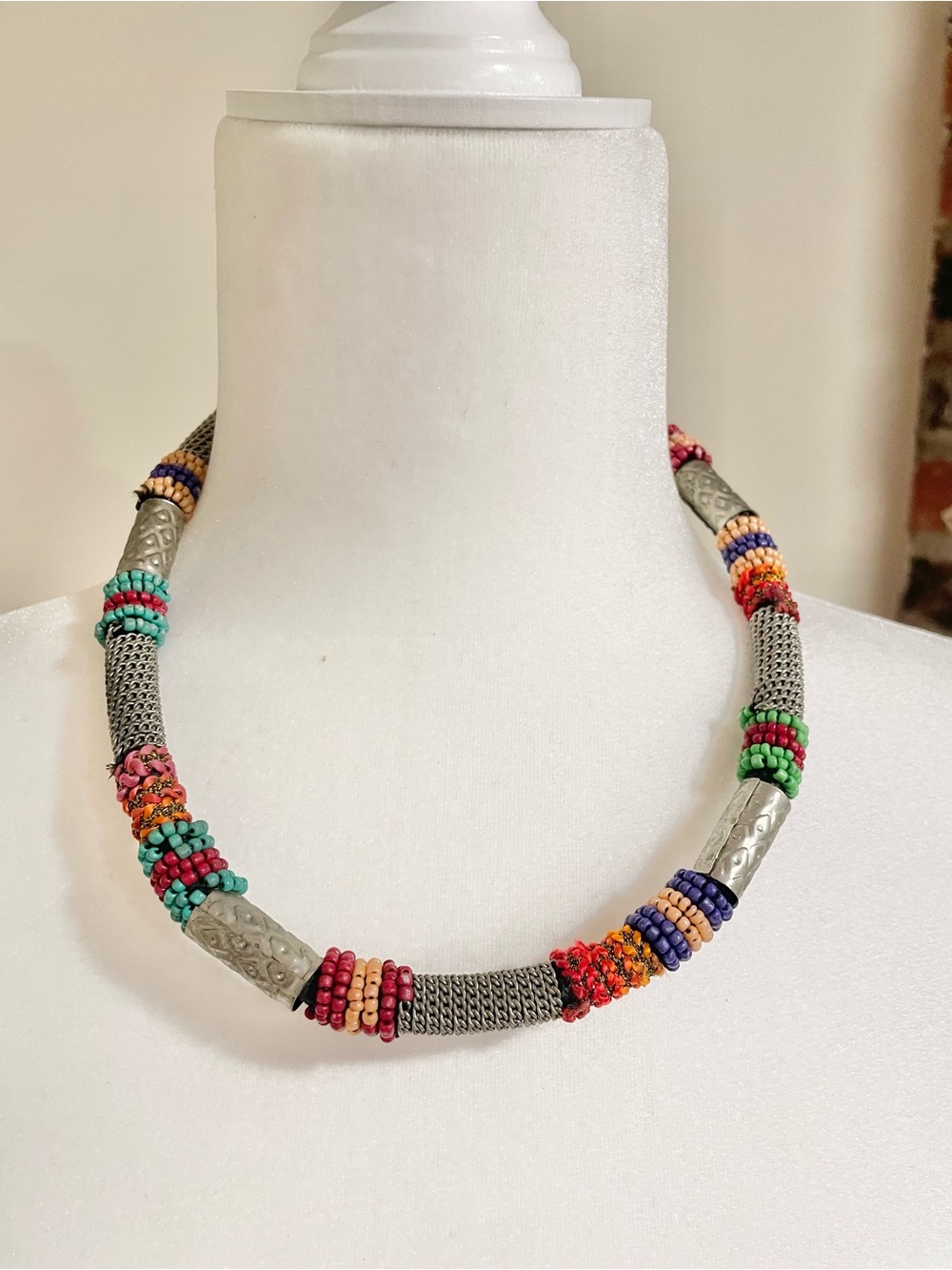 Multicolor Beaded Chain Necklace - Women's Jewelry